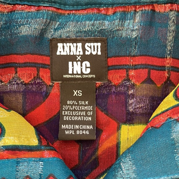 Rare Anna Sui Inc print blouse size XS - Picture 6 of 6